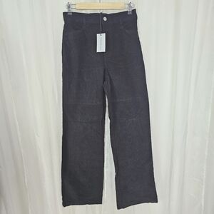 WeWoreWhat Elastic Back Black Corduroy Wide-Leg Pants NWT Size Medium